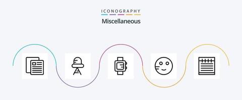 paquete de íconos misceláneos de la línea 5 que incluye . estudiar educación. reloj. computadora portátil. escuela vector