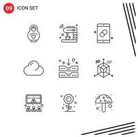 9 Outline concept for Websites Mobile and Apps archive clouded wifi cloud medicine Editable Vector Design Elements