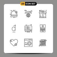 Set of 9 Modern UI Icons Symbols Signs for computer vietnamese present vietnam dong Editable Vector Design Elements