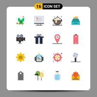 16 User Interface Flat Color Pack of modern Signs and Symbols of inbox data cook accounts files Editable Pack of Creative Vector Design Elements