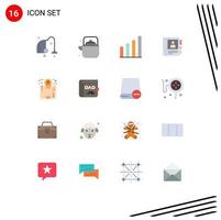 Pack of 16 Modern Flat Colors Signs and Symbols for Web Print Media such as box diary teapot book user Editable Pack of Creative Vector Design Elements