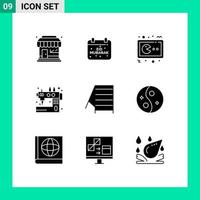 User Interface Pack of 9 Basic Solid Glyphs of sewing machine muslims handcraft gamepad Editable Vector Design Elements