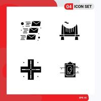 Pictogram Set of 4 Simple Solid Glyphs of email location email message river report Editable Vector Design Elements