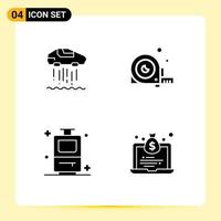 Mobile Interface Solid Glyph Set of 4 Pictograms of hovercar bag technolody construction vacation Editable Vector Design Elements