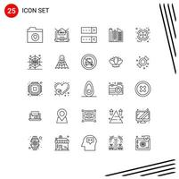 25 iconos creativos, signos y símbolos modernos de gestión de productos, inicio de sesión, negocios, negocios, elementos de diseño vectorial editables vector