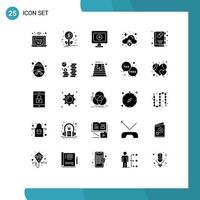 25 Universal Solid Glyphs Set for Web and Mobile Applications easter health book play booklet security Editable Vector Design Elements