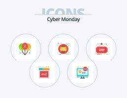 Cyber Monday Flat Icon Pack 5 Icon Design. board. monday. discount. holding. party vector