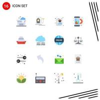 16 Creative Icons Modern Signs and Symbols of cruise marketing data graph chart Editable Pack of Creative Vector Design Elements