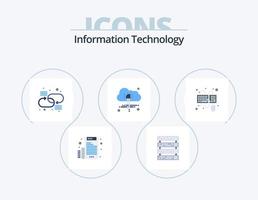 Information Technology Flat Icon Pack 5 Icon Design. keyboard. input. chain. power. cloud vector