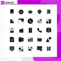 conjunto de 25 iconos de interfaz de usuario modernos signos de símbolos para tarjeta de felicitación configuración de mapa de flores elementos de diseño vectorial editables vector