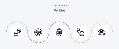 paquete de iconos de la línea 5 de vehículos que incluye. reparar. camioneta. auto vector