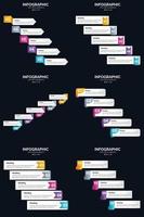 plantilla de diapositiva de presentación del paquete de infografías vectoriales 6 diagramas de ciclo de 5 pasos y líneas de tiempo vector