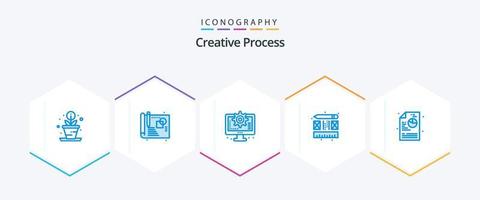 proceso creativo 25 paquete de iconos azules que incluye . diagrama. proceso. proceso. diseño vector