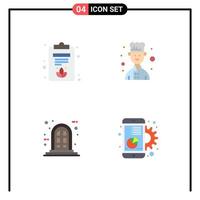 4 iconos planos universales establecidos para aplicaciones web y móviles gráfico de portapapeles gráfico de marco de avatar elementos de diseño vectorial editables vector