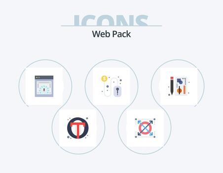 paquete web paquete de iconos planos 5 diseño de iconos. navegador. signo de dólar. paquete. dólar. control de velocidad web vector