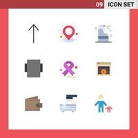 9 iconos creativos signos y símbolos modernos de visualización de video página de producto oncología elementos de diseño vectorial editables