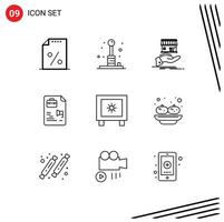 Group of 9 Modern Outlines Set for bag document recreation file online Editable Vector Design Elements