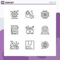 Outline Pack of 9 Universal Symbols of investment sound data mix file Editable Vector Design Elements