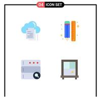 4 User Interface Flat Icon Pack of modern Signs and Symbols of data design cloud draw search Editable Vector Design Elements