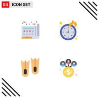 Editable Vector Line Pack of 4 Simple Flat Icons of blue flippers paper time business Editable Vector Design Elements