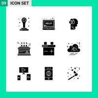 Set of 9 Modern UI Icons Symbols Signs for car gift human decoration cake Editable Vector Design Elements