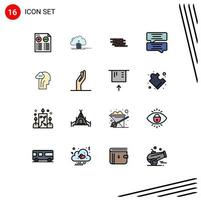 Universal Icon Symbols Group of 16 Modern Flat Color Filled Lines of activity chat computing bubble brick Editable Creative Vector Design Elements