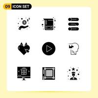 User Interface Pack of 9 Basic Solid Glyphs of play favorite device ecommerce e Editable Vector Design Elements