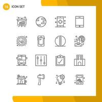 Set of 16 Vector Outlines on Grid for study bacteria disease tablet device Editable Vector Design Elements