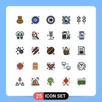 25 iconos creativos, signos y símbolos modernos de configuración de procesos de gráficos, reproductor de negocios, elementos de diseño vectorial editables vector