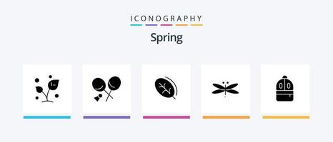 Spring Glyph 5 Icon Pack Including spring. dragons. spring. dragonfly. spring. Creative Icons Design vector