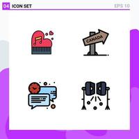 Set of 4 Modern UI Icons Symbols Signs for classic location passion wedding bubble Editable Vector Design Elements