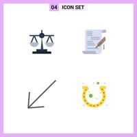 User Interface Pack of 4 Basic Flat Icons of balance left scale document festival Editable Vector Design Elements