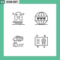 Modern Set of 4 Filledline Flat Colors and symbols such as ghost mixer scary search manual Editable Vector Design Elements