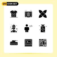 9 Universal Solid Glyph Signs Symbols of avatar female bloom engineer construction Editable Vector Design Elements