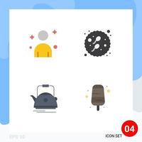 paquete de interfaz de usuario de 4 iconos planos básicos de tetera masculina elementos de diseño vectorial editables de olla de esperma adulta vector