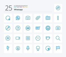 Whatsapp 25 Blue Color icon pack including image. add. camera. clip. attachment vector