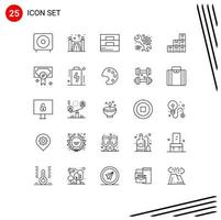 Editable Vector Line Pack of 25 Simple Lines of boxes gear accessories web service Editable Vector Design Elements