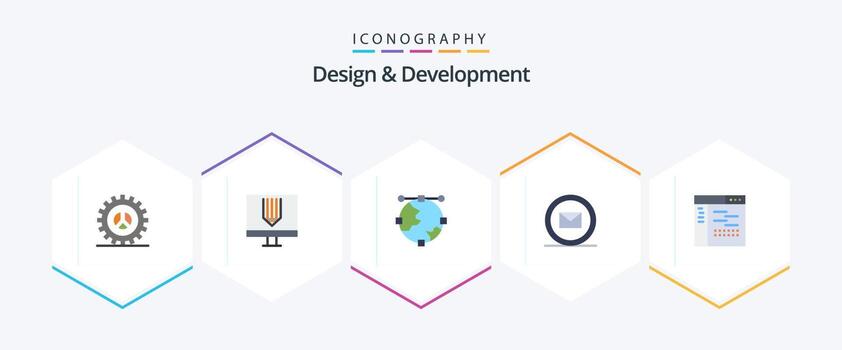 diseño y desarrollo de 25 paquetes de iconos planos, incluido en línea. desarrollo. desarrollo. línea. desarrollo vector