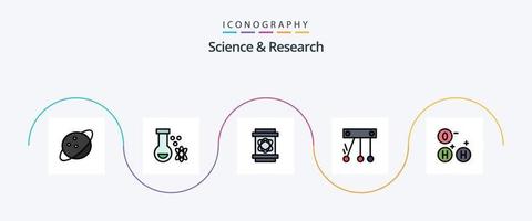 línea de ciencia llena de paquete de iconos planos 5 que incluye. ciencia. peligro. Ho. ciencia vector