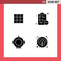 Modern Set of 4 Solid Glyphs and symbols such as feed helm sets tasks leaf Editable Vector Design Elements