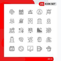 Mobile Interface Line Set of 25 Pictograms of money laptop alert user marketing Editable Vector Design Elements