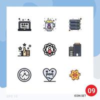 Mobile Interface Filledline Flat Color Set of 9 Pictograms of person abilities cloud like favorites Editable Vector Design Elements