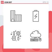 Universal Icon Symbols Group of 4 Modern Filledline Flat Colors of architecture skimmer battery electric computing Editable Vector Design Elements