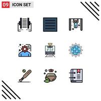 paquete de iconos vectoriales de 9 líneas y símbolos para la planificación del servicio público desarrollo de proyectos de lavandería elementos de diseño vectorial editables vector