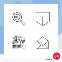 4 Thematic Vector Filledline Flat Colors and Editable Symbols of code sms magnifying mouse mail Editable Vector Design Elements