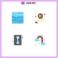 Set of 4 Commercial Flat Icons pack for climate bone water help ray Editable Vector Design Elements