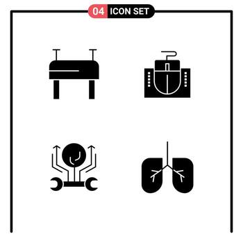 4 Solid Glyph concept for Websites Mobile and Apps gymnastics hack computer development anatomy Editable Vector Design Elements