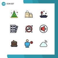 Set of 9 Modern UI Icons Symbols Signs for smoking no fun tablet medicine Editable Vector Design Elements