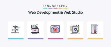 Web Development And Web Studio Line Filled 5 Icon Pack Including instant. bulk. diagram. sport. optimization. Creative Icons Design vector