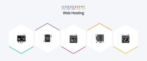 Web Hosting 25 Glyph icon pack including . feedback. settings. comment. web hosting vector